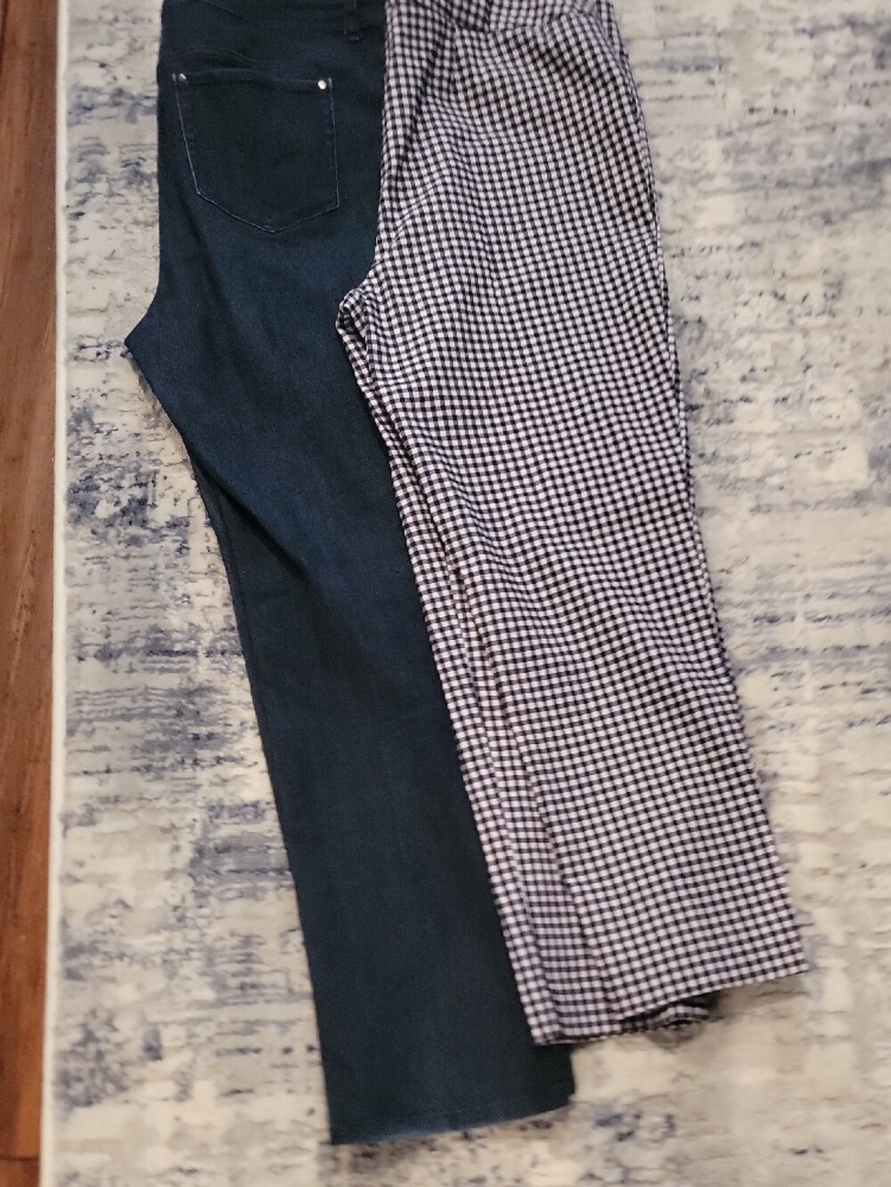 Chicos Dark Denim Pants -checked Black/navy Women's Classic Stretch Trousers. 2 - Picture 6 of 8